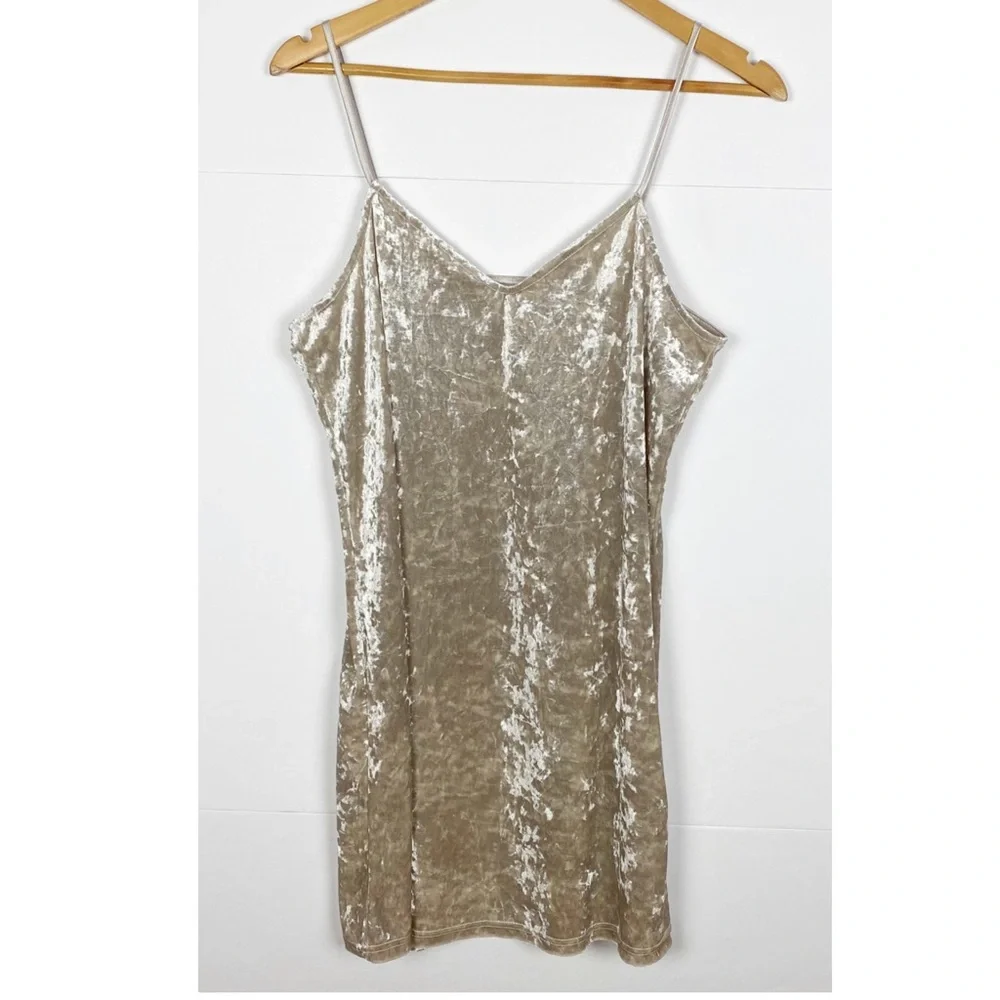 English Factory Velvet Slip Mini Dress Champagne Size Medium - Picture 5 of 5